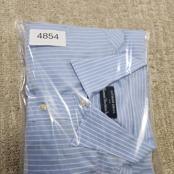 Vintage Gitman Bros Shirt Men 16.5 34 Blue Striped USA Made Lightweight Cotton - Picture 9 of 9